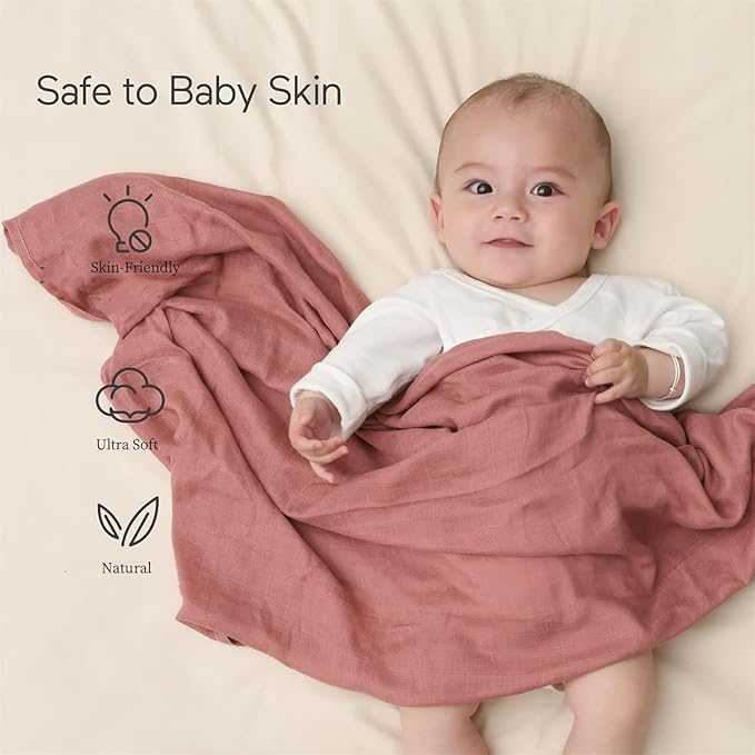 Momcozy Muslin Swaddle Blanket, 4 Pack Large 47 X 47 Inches Breathable - Image 5
