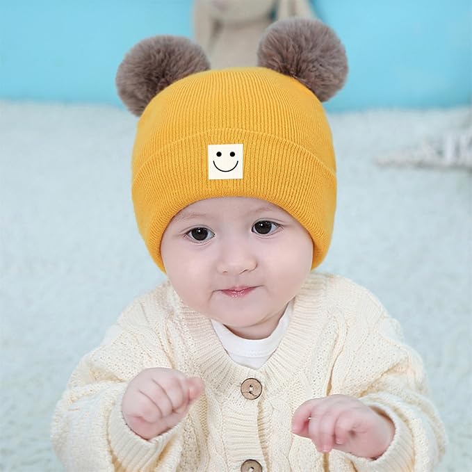 AZJ Baby Beanie Hat Toddler Infant Winter Knitted Hat Kids Soft Warm Pom Pom - Image 6