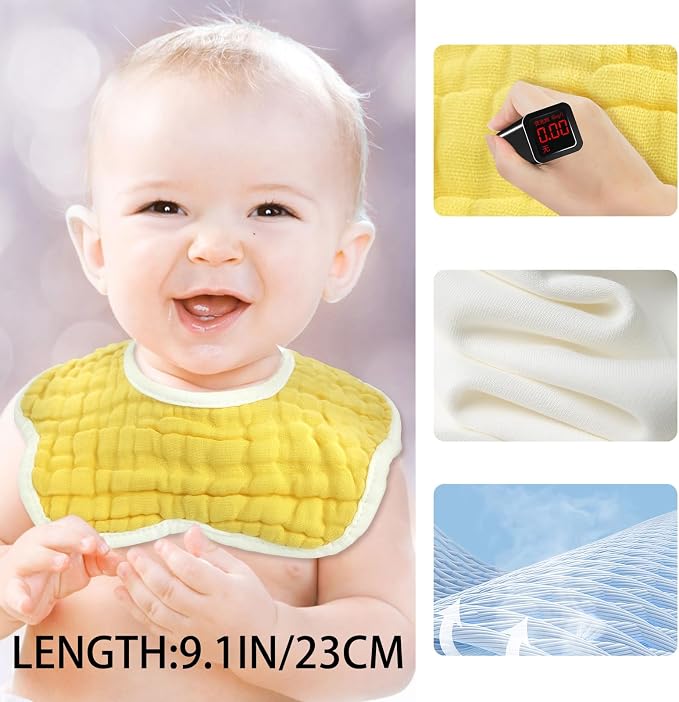 Baby Bibs Muslin Bibs for Baby Girl Boy for Drooling and Teething 10 Pack - Image 3
