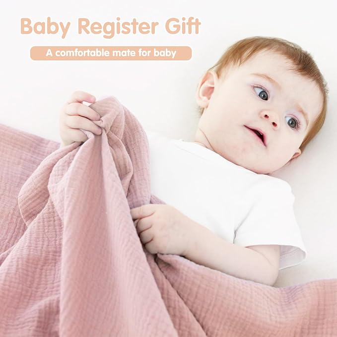 Muslin Swaddle Blankets for Newborns, 2 Pack Large 40 x 40 Inches, 100% Cotton - Image 4