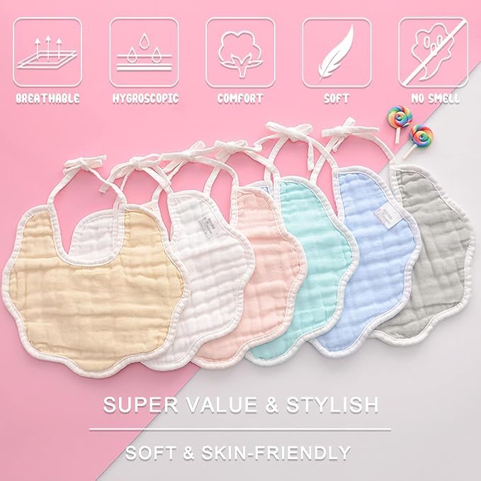 Muslin Baby Bibs for Drooling and Teething Newborn Drool Bibs for Baby Girl Boy - Image 4