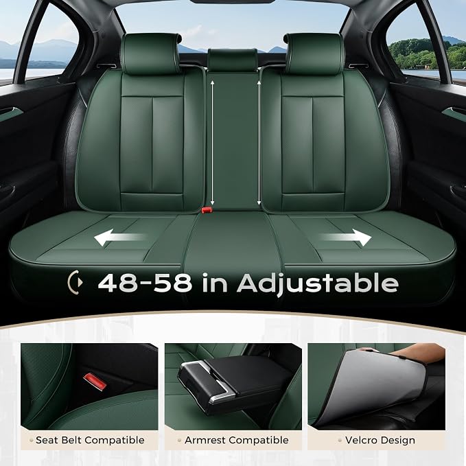 Coverado Car Seat Covers Full Set, Car Seat Protector Waterproof, Nappa Leather - Image 5
