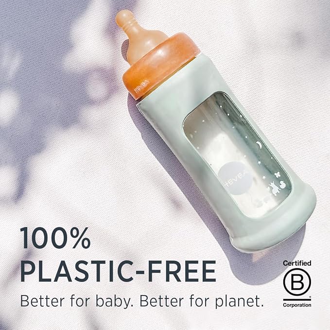 HEVEA Plastic-Free Wide Neck Glass Baby Bottle - Image 2