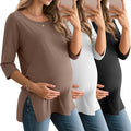 3 Pack Women's 3/4 Sleeve Maternity Shirts Elbow Length Clothes Round Neck by Baggyfly