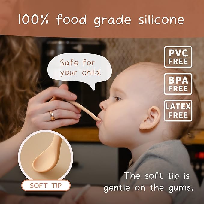 Moonkie Silicone Baby Spoons Set of 4, Two Sizes Feeding Spoon - Image 4