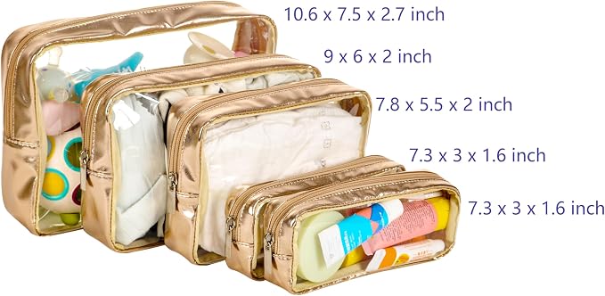 TSA Approved 5-Piece Diaper Bag Organizer Pouch Set Clear Waterproof TPU Kids - Image 2