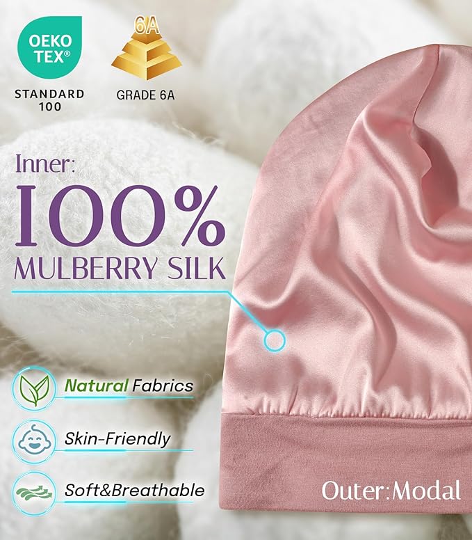 OLESILK Silk Baby Bonnet for 0-6 Months - Image 2