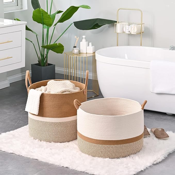 KAKAMAY Large Blanket Basket, Woven Baskets - Image 6