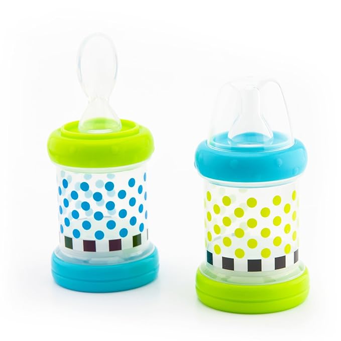 Sassy Baby Food Nurser – 4+ Months Set of 2-4oz 100% Silicone Nipple and Spoon by Sassy