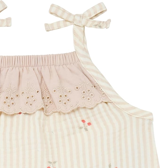 Modern Moments by Gerber baby-girls Self Eyelet Ruffle Long Leg Romper - Image 3