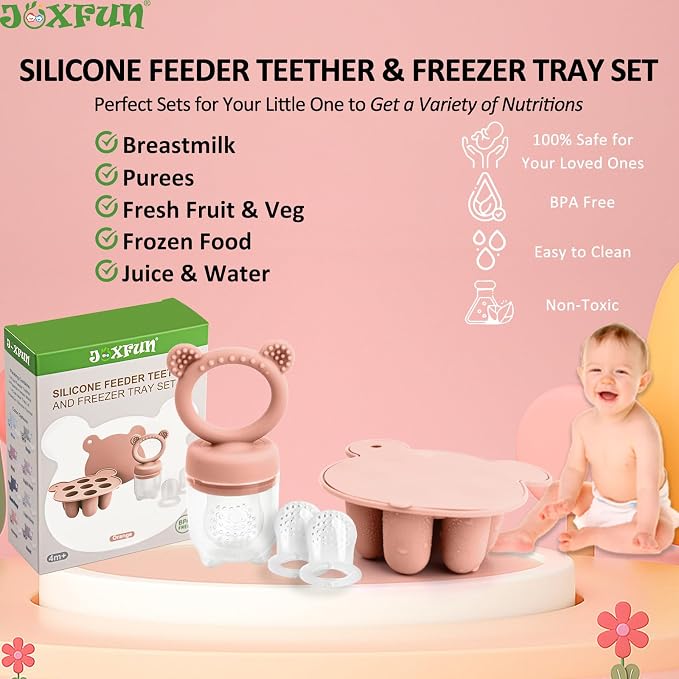 JEXFUN Baby Breastmilk Popsicle Molds & Baby Fruit Food Feeder Pacifier Combo - Image 2