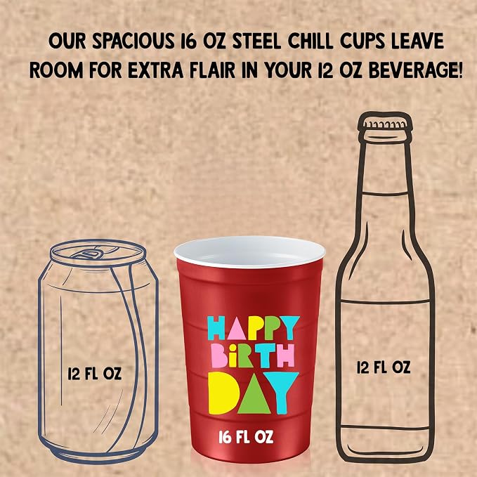 16 oz. Party Cups 'Happy Birthday' Balloon Design - Image 4