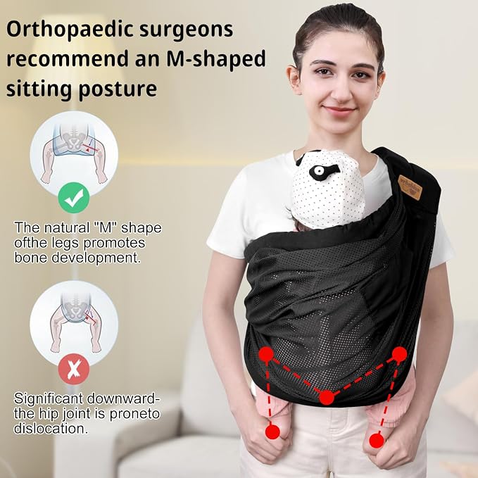 Baby Sling Carrier Newborn, Adjustable Easy Wearing Baby Nursing Warp Sling - Image 4