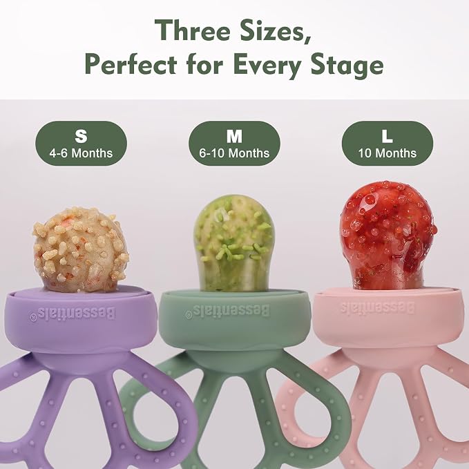 Bessentials Carrot Baby Fresh Fruit Food Feeder & 2 Pack Silicone Mesh Feeders - Image 5