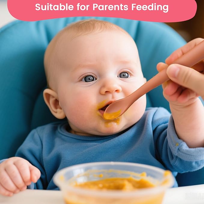 HANSGO 8-Piece Silicone Baby Spoons, First Stage Infant Self Feeding Spoons - Image 6