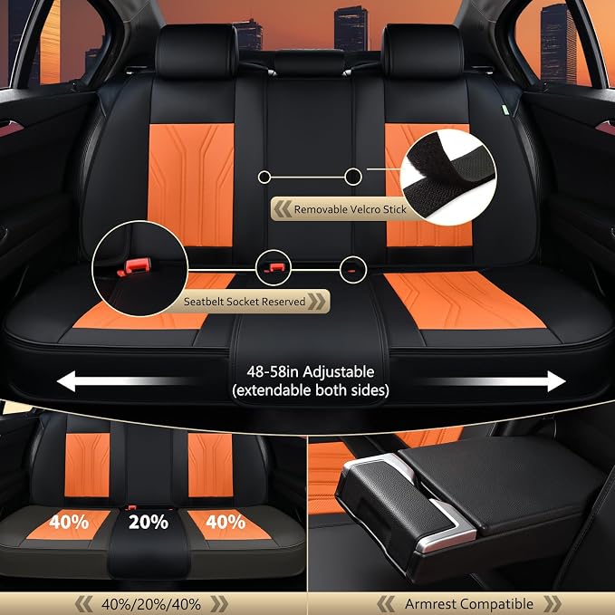FLORICH Leather Seat Covers, Car Seat Covers Full Set, Car Seat Protectors 5 - Image 4