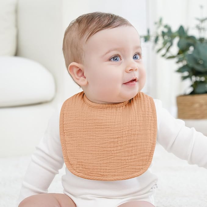 Bearmoss Muslin Baby Drooling Bibs 8 Pack, 100% Cotton Square Adjustable - Image 5