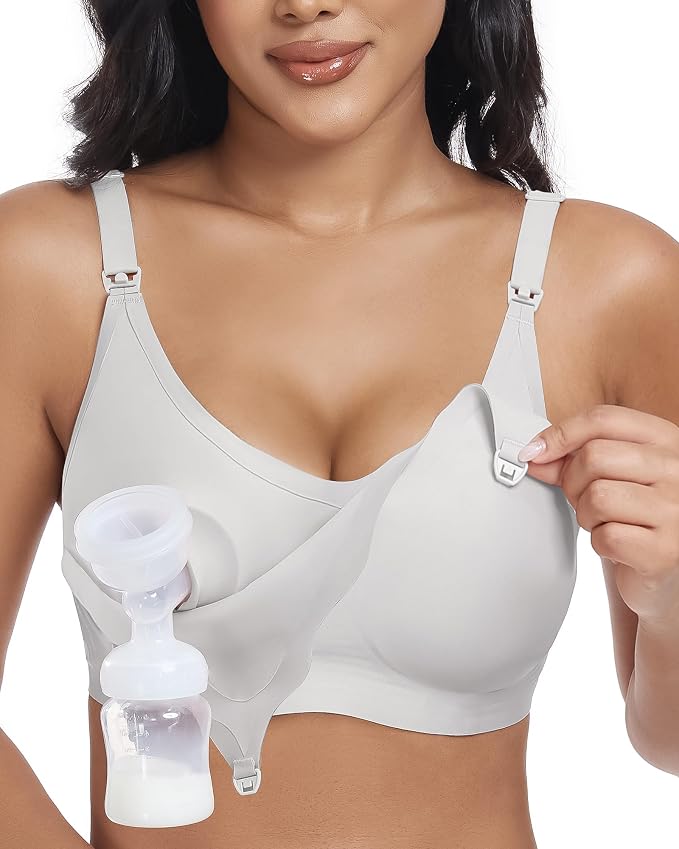 As Fairy Wireless Seamless Pumping Bra Hands Free Nursing Bra Wirefree Comfort by AsFairy