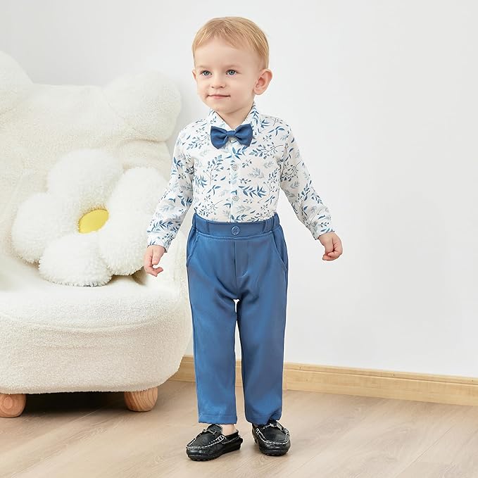 SANMIO Baby Boy Clothes Suits Infant Gentleman Outfit Collared Dress - Image 2
