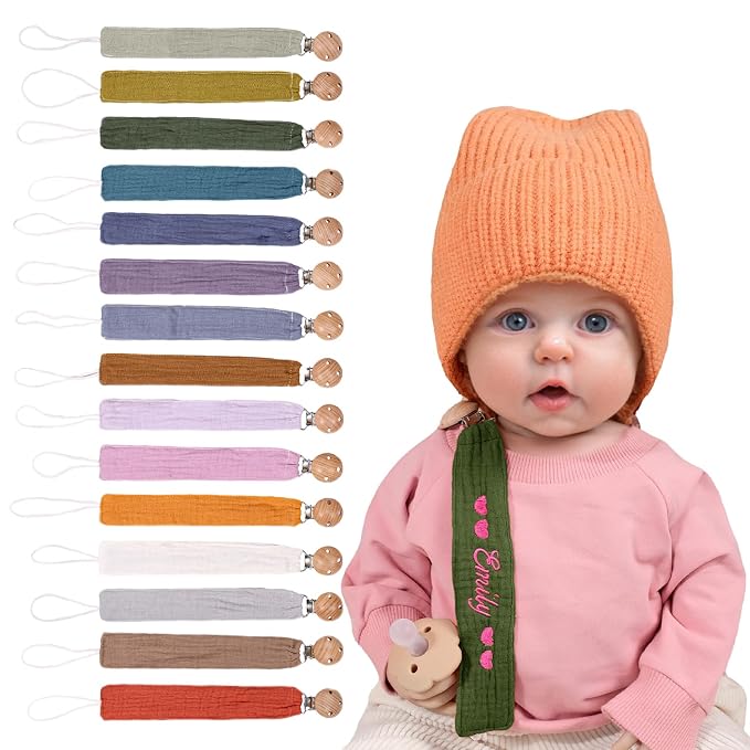 Personalized Bohemian Pacifier Clip Embroidered by GELLEDI