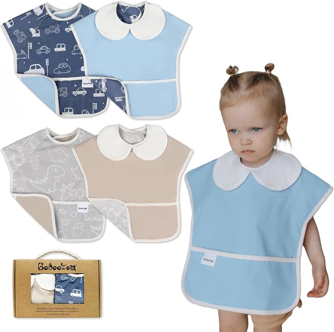 6-Layer Waterproof Baby Bib, Reversible, Adjustable, Stain Oil Resistant by Bebeezoo