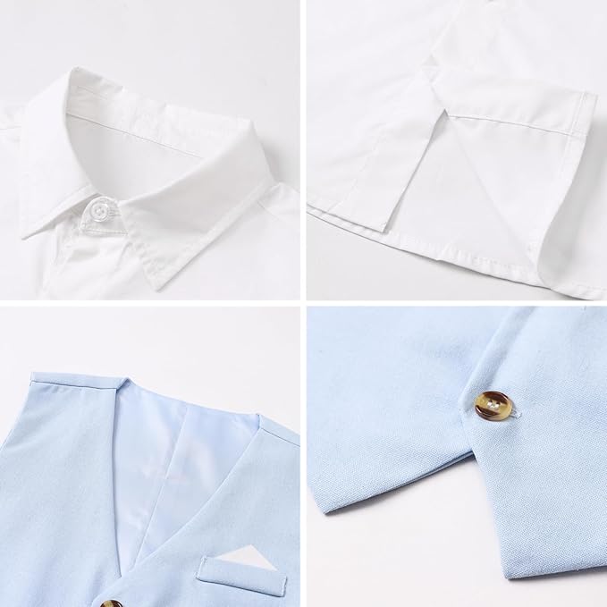 SANGTREE Boys Cotton Linen Suit Formal Set Baby Clothes Boy Gentleman Wedding - Image 4