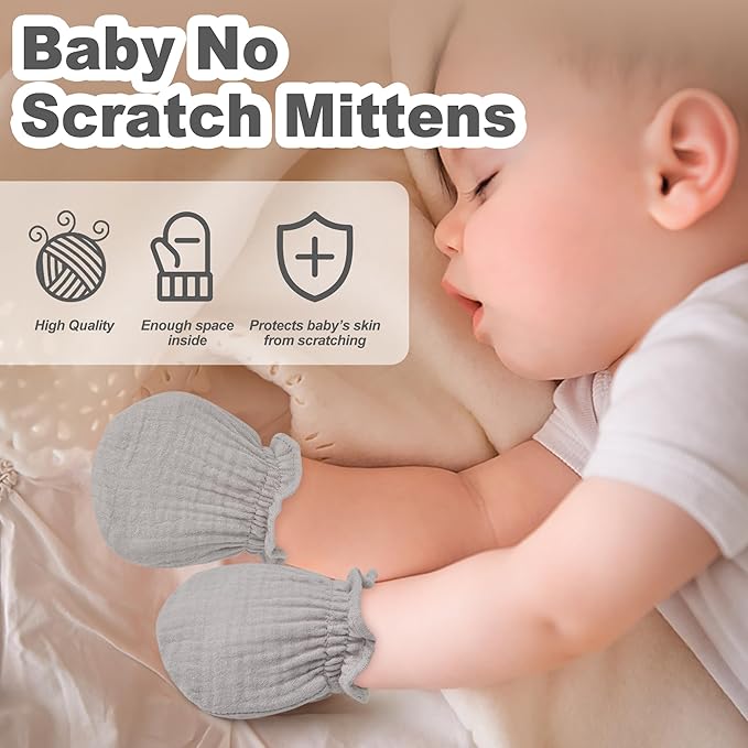 Pro Goleem Muslin Baby Mittens for Newborn, 100% Cotton No Scratch Soft - Image 2