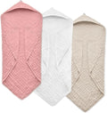 Hooded Baby Towels for Newborn, 35x35 Inch 3 Pack 100% Muslin Cotton Baby Bath by EveryNewMothersChoice