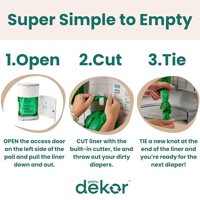 Diaper Dekor Classic Hands-Free Diaper Pail Gift Set | Just Step–Drop–Done | - Image 4