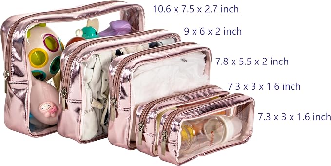 TSA Approved 5-Piece Diaper Bag Organizer Pouch Set Clear Waterproof TPU Kids - Image 2