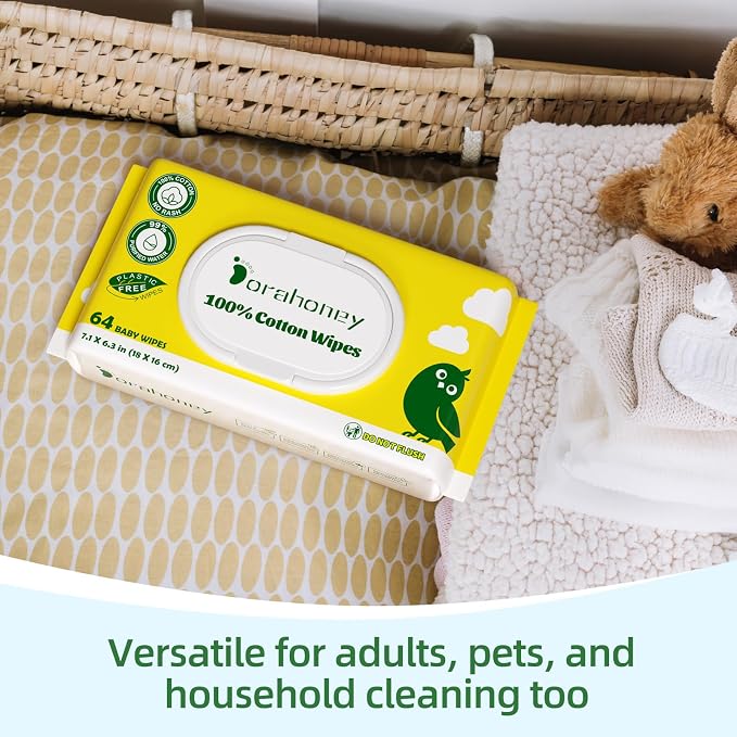 100% USA Cotton Baby Wipes, 99% Purified Water Unscented Wet Wipes - Image 6