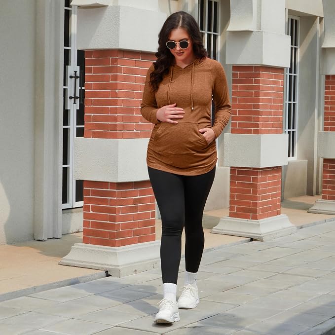 GINKANA Maternity Hoodie Long Sleeves Shirts Casual Maternity Top Pregnancy - Image 5