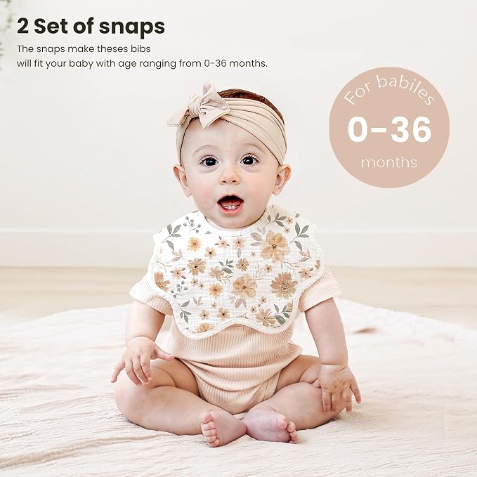 Konssy Muslin Baby Bibs 100% Cotton Absorbent Bandana Drool Bibs - Image 3