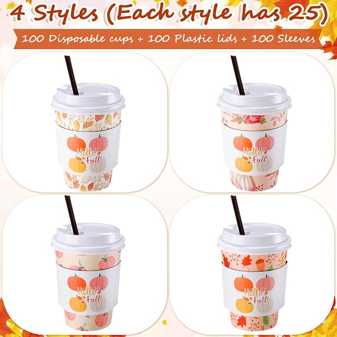 Lallisa 100 Sets Fall Thanksgiving Coffee Cup Bulk - Image 4