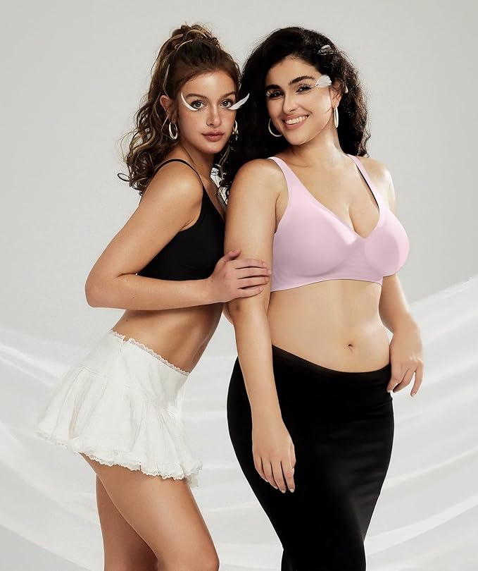 OEAK Womens Deep V Bras Wireless Comfortable Bra Supportive No Underwire Bras - Image 8