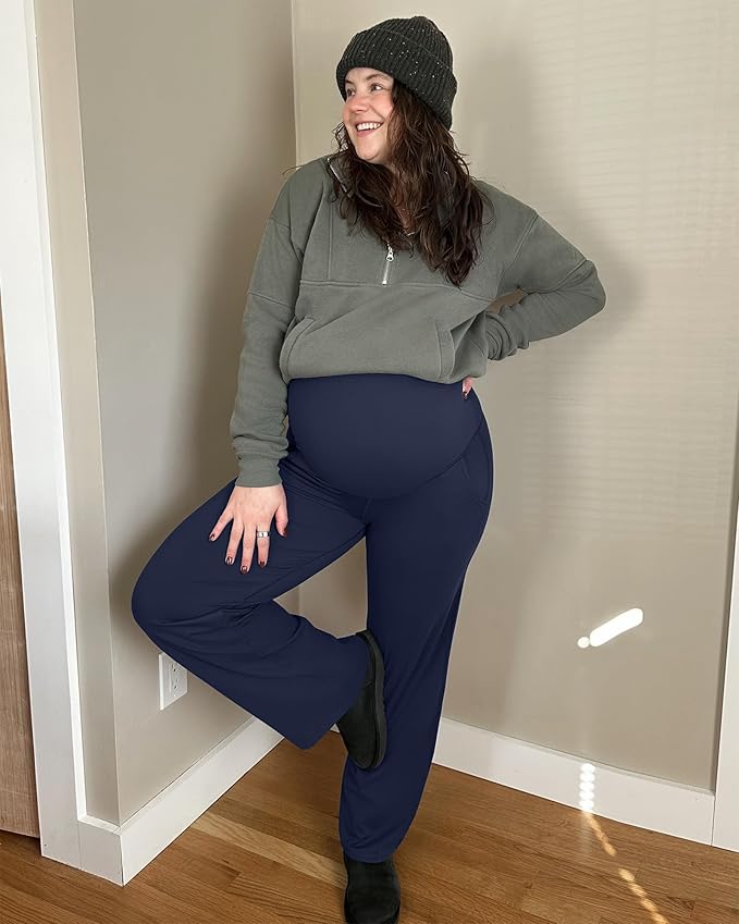 G4Free Maternity Pants Over The Belly Yoga Dress Work Pregnancy Pants Stretchy - Image 3