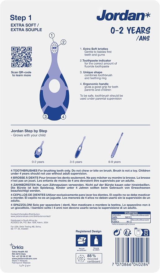 Jordan* ® | Step 1 Baby Toothbrush | 0-2 Years, Soft Bristles, BPA Free | Pink - Image 8