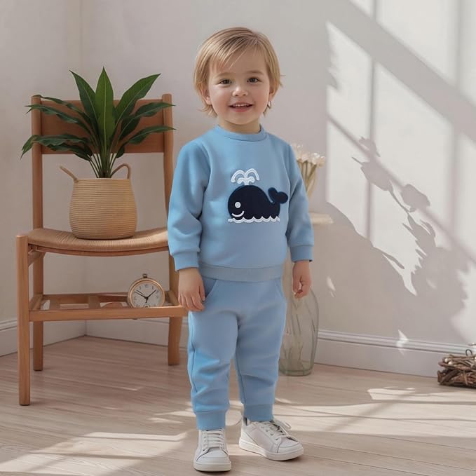 Nyapruwe Toddler Baby Boy Fall Outfit Funny Print Long Sleeve Sweatshirt - Image 2