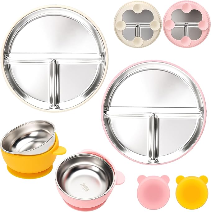 Stainless Steel Kids Plates and Bowls by MISSLILI