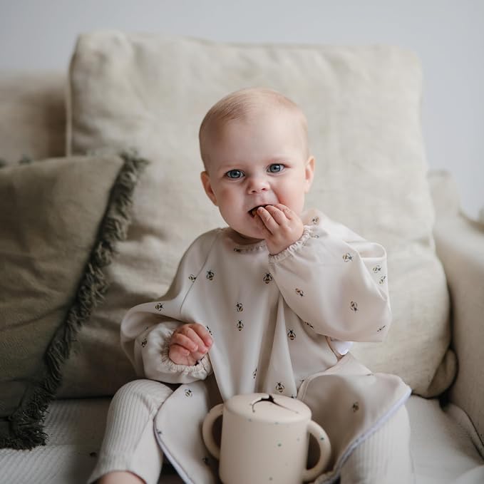 mushie Long Sleeve Baby Bib | Water Resistant Adjustable Fit - Image 6
