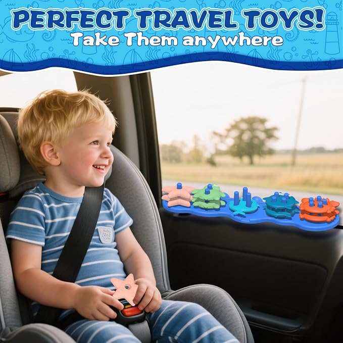 Toddler Bath Toys, Premium Silicone Mold Free Ocean Animal Shape Sorting & - Image 5