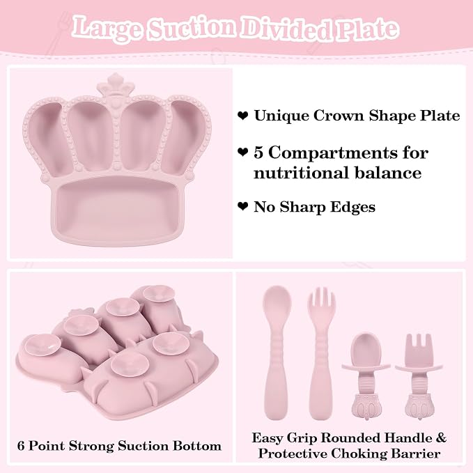 Silicone Baby Feeding Set 10 Pcs Baby Led Weaning Supplies Suction Bowl Divided - Image 3