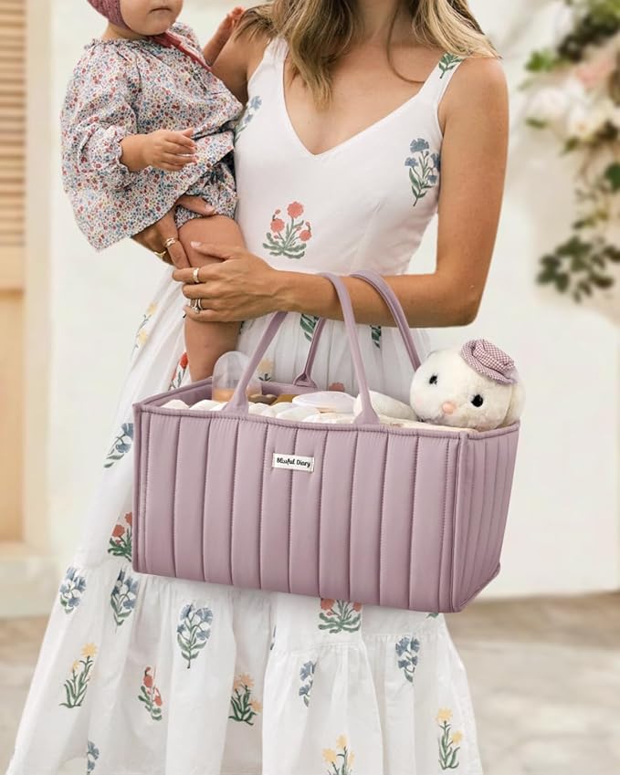 Blissful Diary Baby Diaper Caddy Organizer, Stylish Storage Basket - Image 5