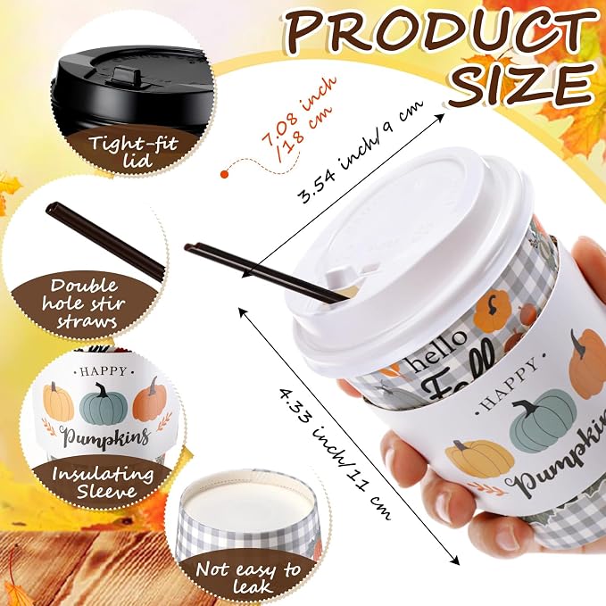 Lallisa 100 Sets Fall Thanksgiving Coffee Cup Bulk - Image 2