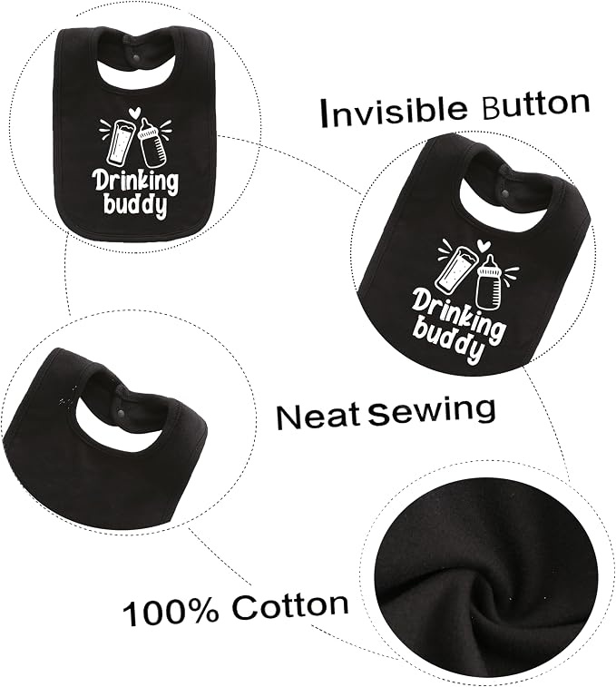 Baby Twins Bibs Drinking Buddy Newborn Baby Bibs Cute Unisex Bibs Set Toddler - Image 3