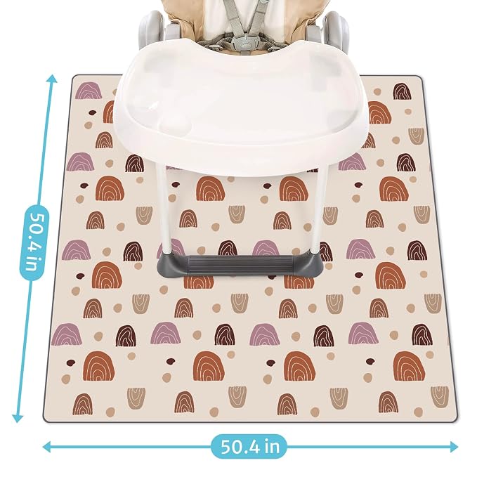 Blissful Diary Baby Splat Mat for Under High Chair, 50.4 x 50.4 Inch Wipeable - Image 3