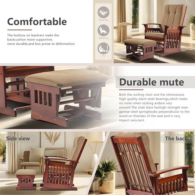 Solid Wood Rocking Glider Chair - Image 5