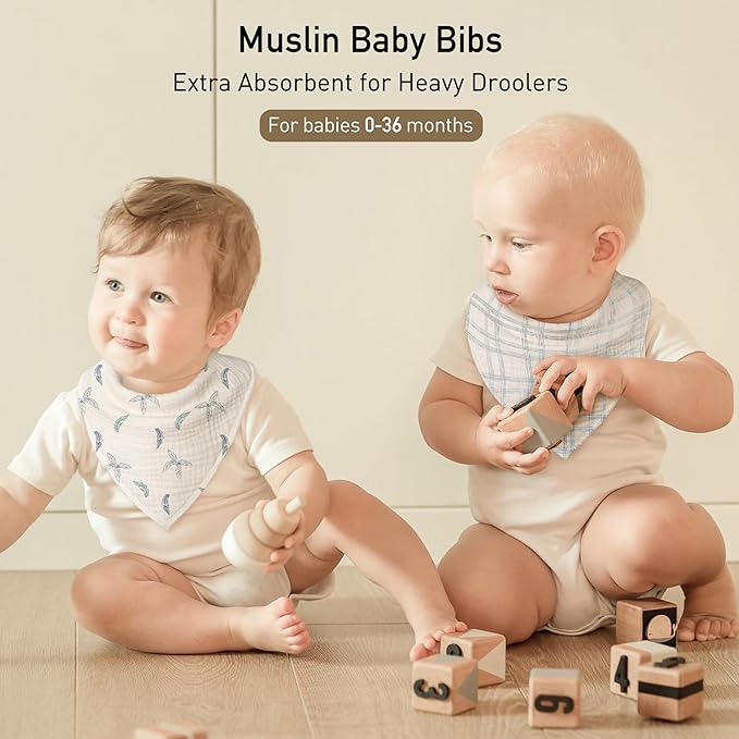 Muslin Baby Bibs 8 Pack, Baby Bandana Drool Bib - Image 3