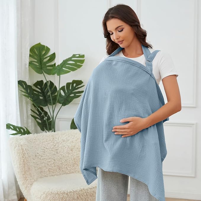 Muslin Nursing Cover for Breastfeeding, Breathable 100% Cotton Privacy Nursing - Image 3