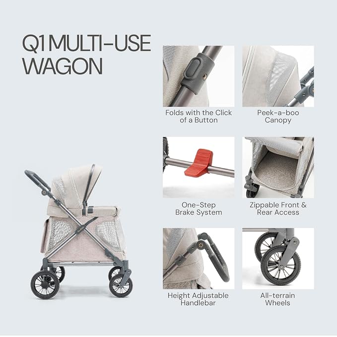 Familidoo Q1 Multi-Use Kids Wagon Stroller – Foldable, Lightweight & All-Terrain - Image 6